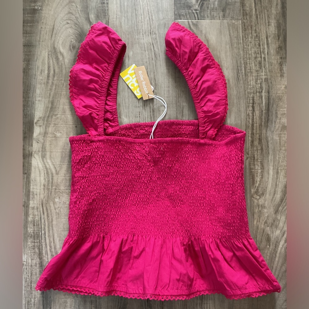 NWT Roller Rabbit Size Medium Sleeveless Smocked Dove Top in Hot Pink $128 - Picture 4 of 5
